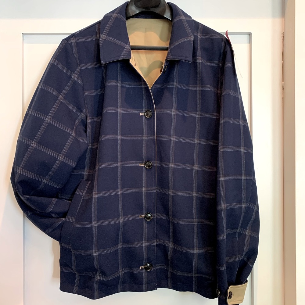Scotch and soda reversible plaid /tan jacket.